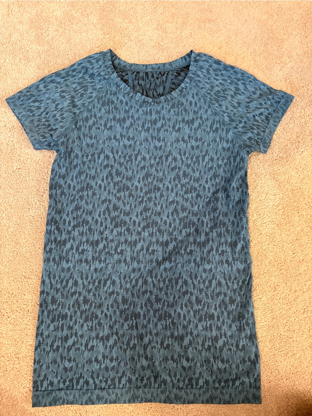 Athletes Blue Patterned Short-Sleeve workout Women's Top
